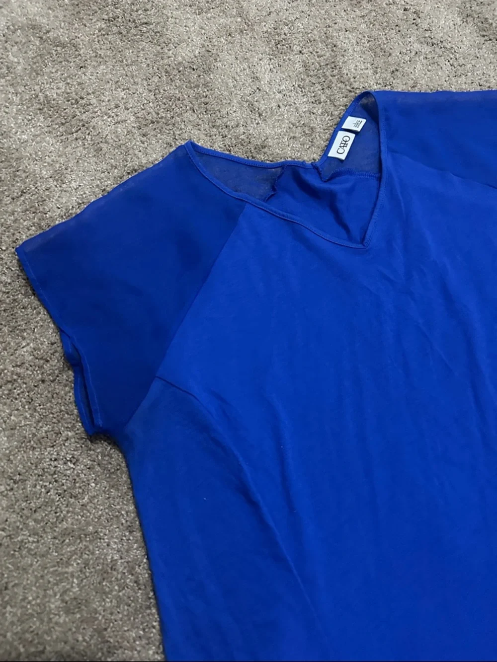 Bright Blue V-Neck Short Sleeve Top